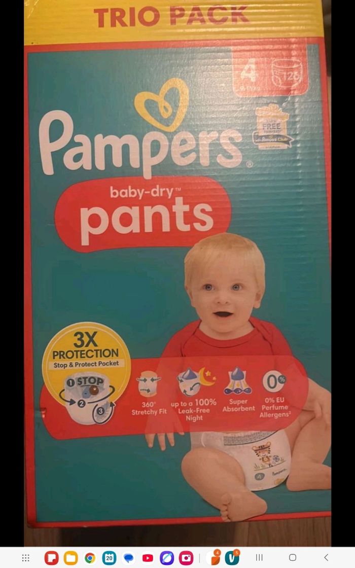Trio pack de 126 couches pampers pants taille 4