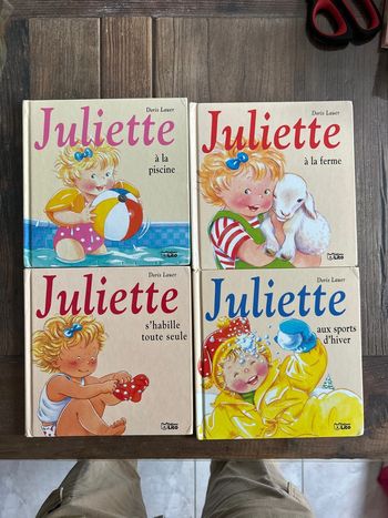 Lot de 4 livres juliette - s’habille toute seule - aux sports d’hiver - à la ferme -à la piscine