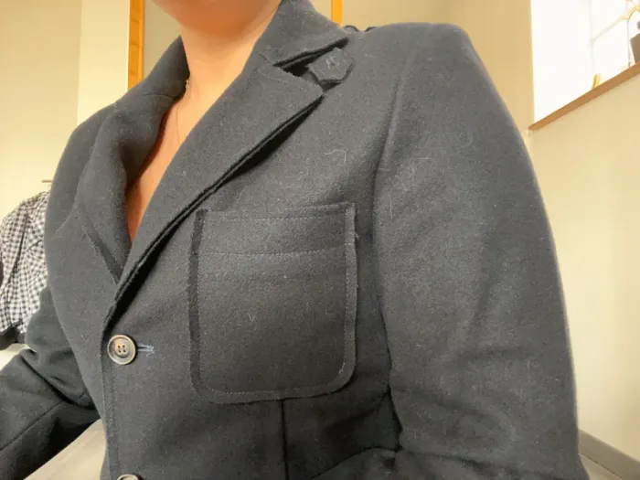 Veste caban noir laine effet feutrine - photo numéro 2