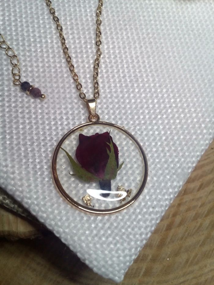 Collier rose et pierres de grenat naturelles - photo numéro 4