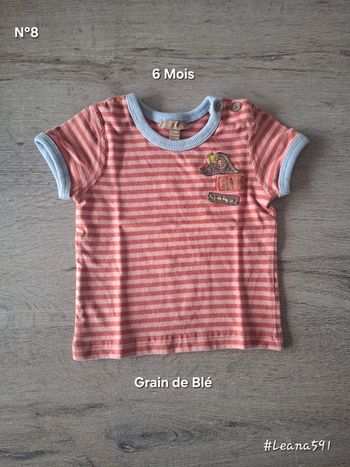 🌷N°8🌷Tee-shirt Courtes Manches - Grain de Blé - 6 Mois🌷