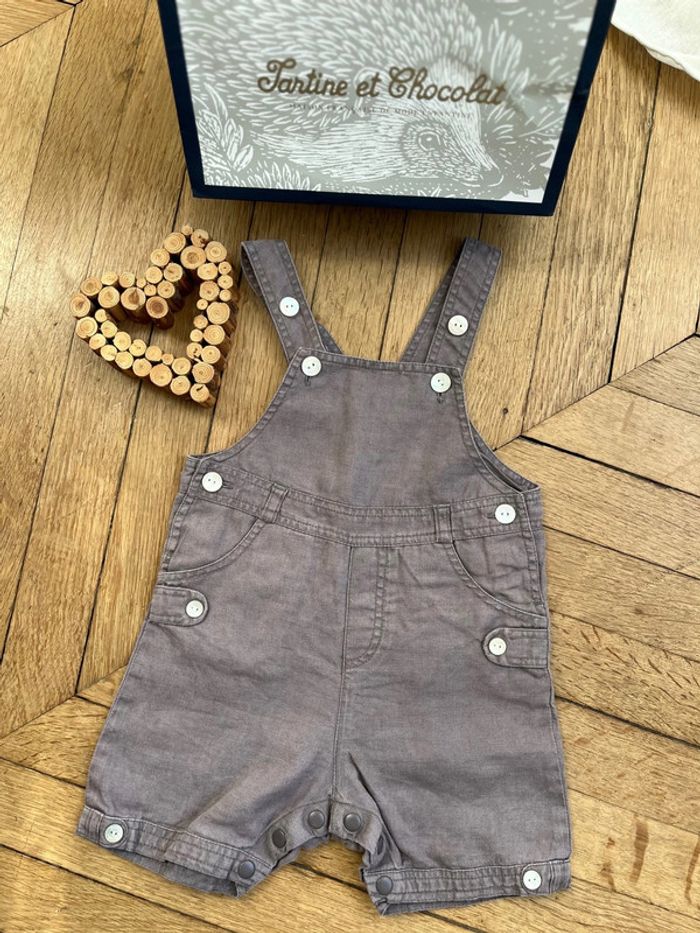 Salopette courte tartine et chocolat taille 12 mois
