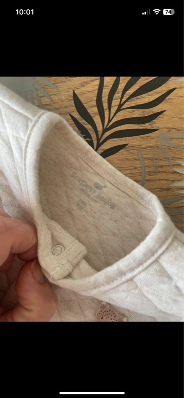 Ensemble 2 pièces pyjama d’hiver crème à motif ourson sergent major 3 mois - photo numéro 6