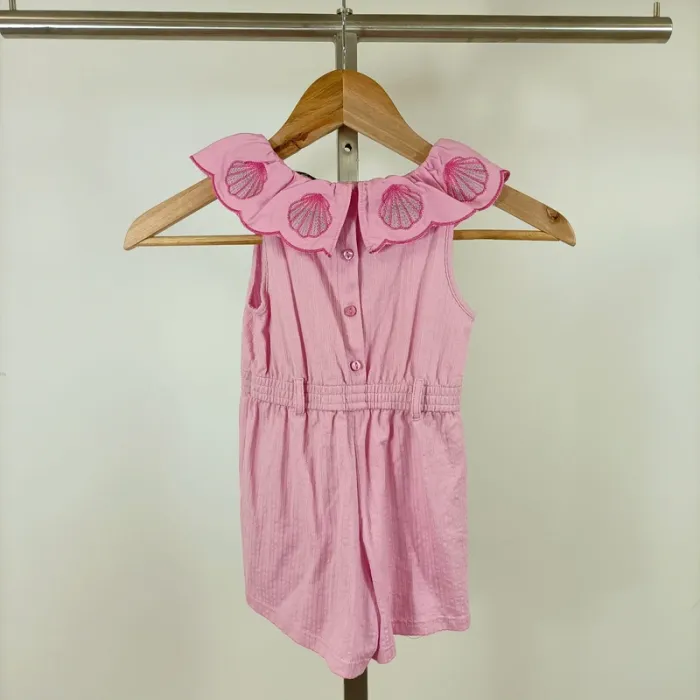 Combishort rose River Island 2-3 ans avec col coquillages brodés tendance étéRobe rose A1098 - photo numéro 4