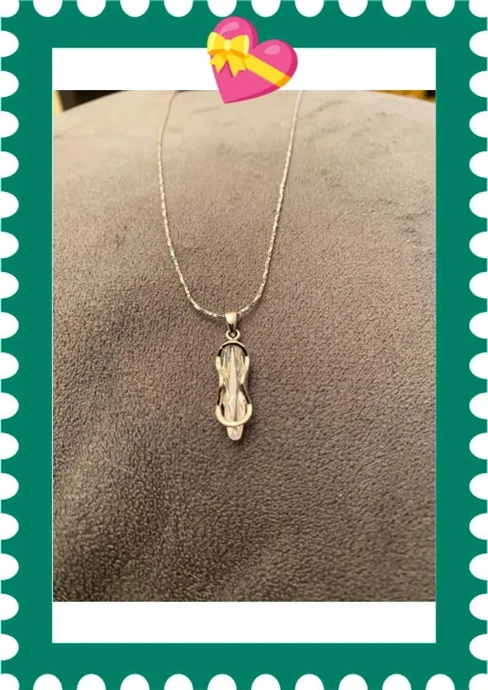 Collier chaîne pendentif argenté neuf - photo numéro 3