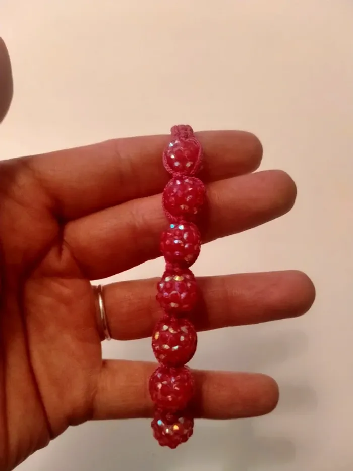 Bracelet perlé rose réglable - photo numéro 3
