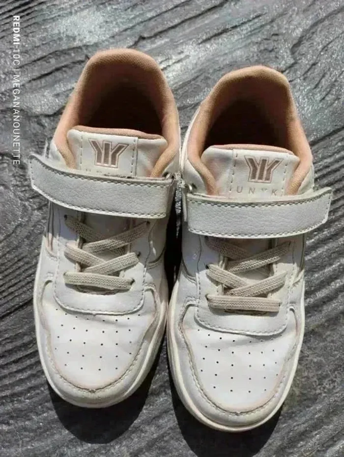 👟Baskets sneackers à plateforme blanche et doré Pointure 27 UNYK - photo numéro 3