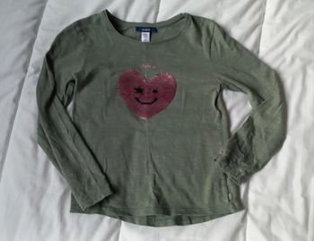 T-shirt kaki okaïdi cœur rose t6