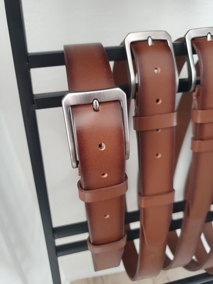 Ceinture en cuir véritable marron longueur 125 cm - photo numéro 2