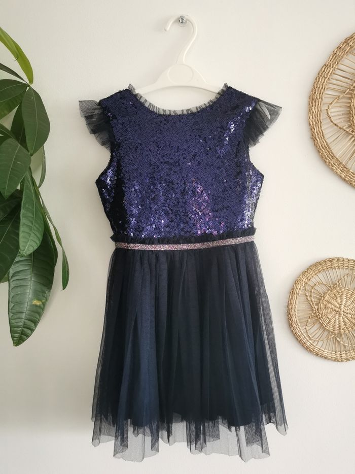 Robe de soirée, cérémonie bleu marine à sequins et tulle Vertbaudet 4 Ans