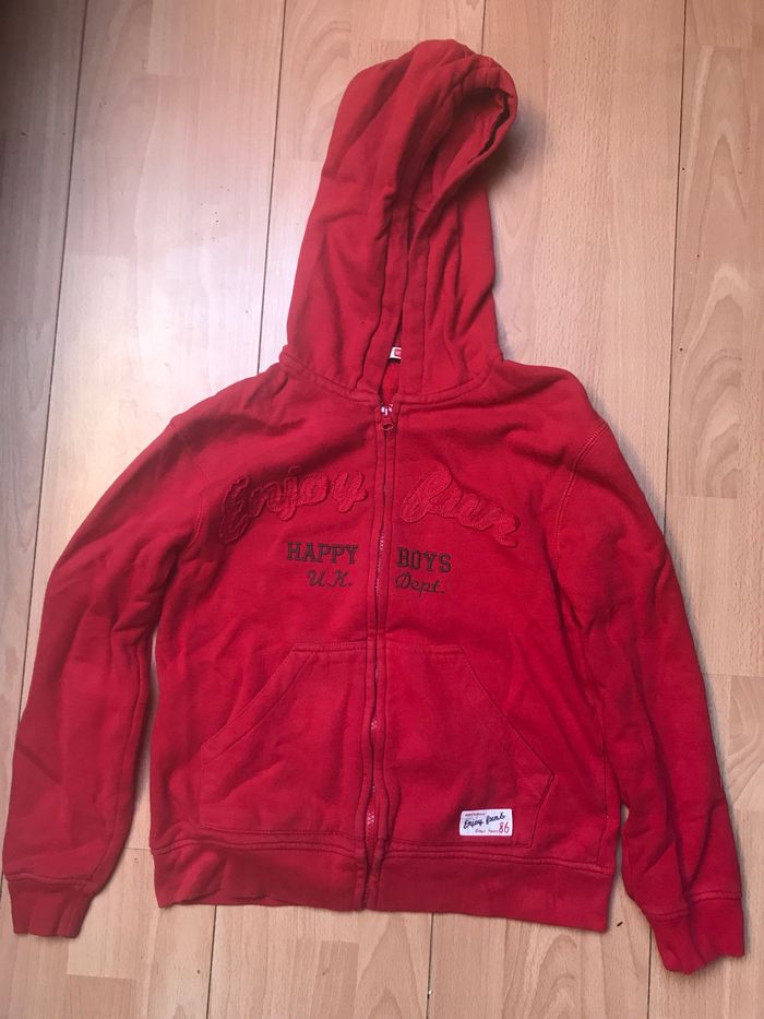Gilet garçon avec capuche rouge 12 ans