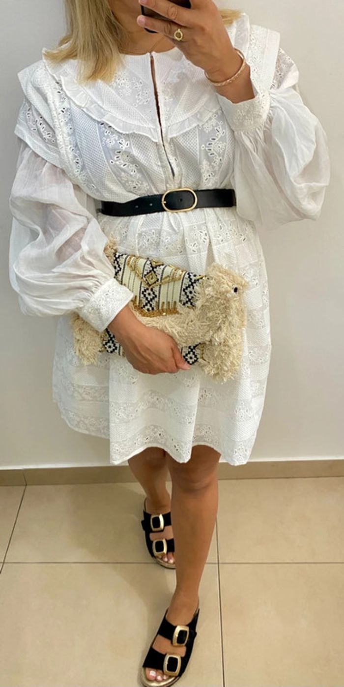 Robe Russa Blanche Brodée Claudie Pierlot Taille 42