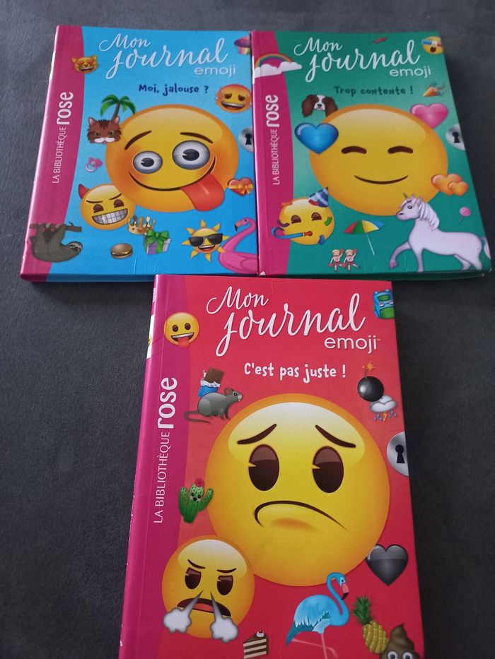 Lot 3 livres mon journal emoji bibliotheque rose 8/10 ans - photo numéro 1