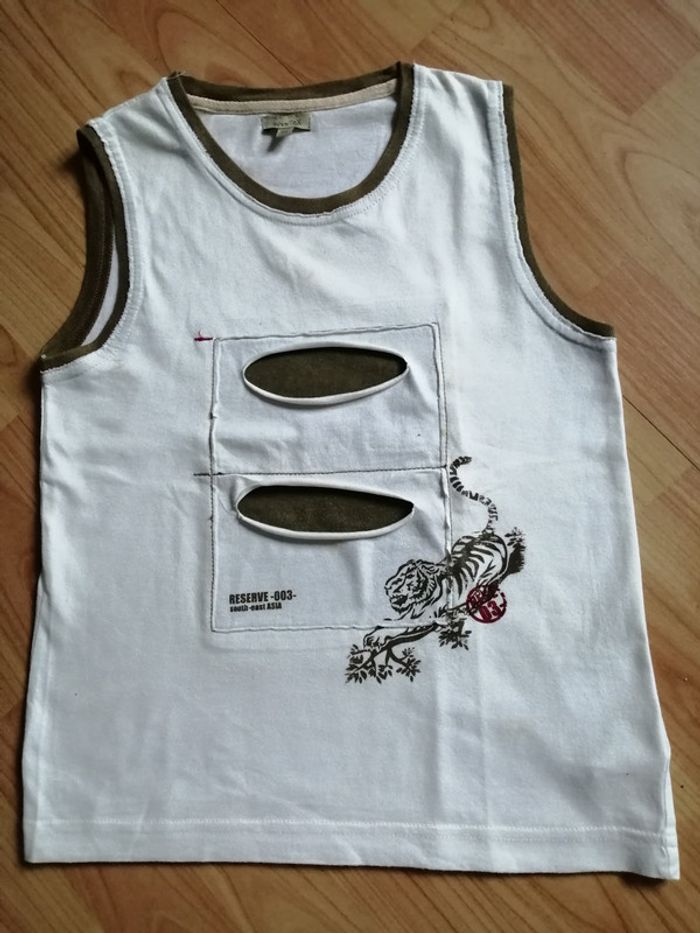 Débardeur blanc crème et kaki 8 ans Tex