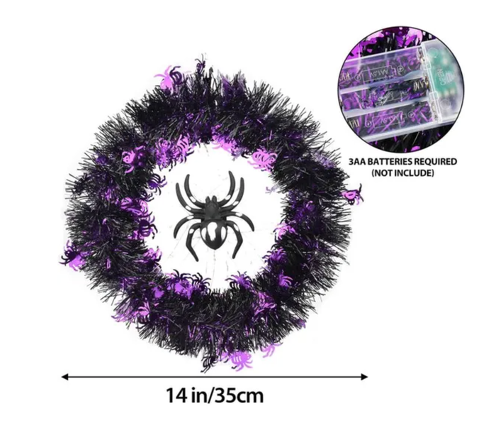 Neuf Couronne d'araignée d'Halloween avec LED's violettes - photo numéro 2