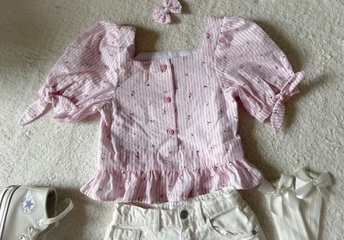 Blouse créatrice romantique manches bouffantes 7 ans - photo numéro 3