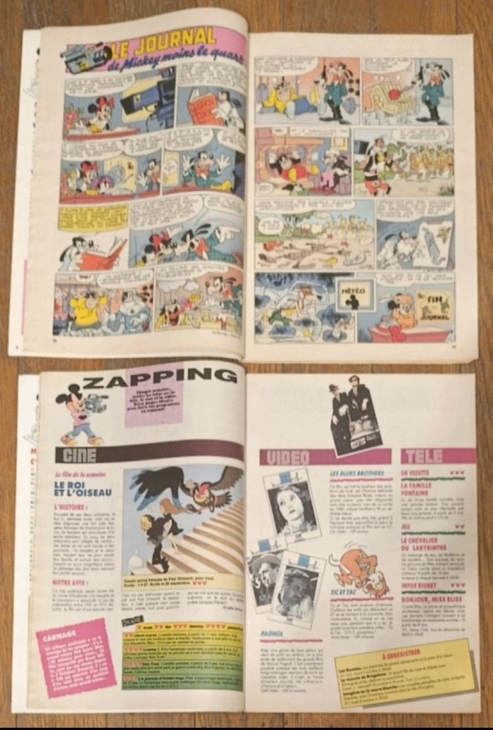 Lot de 2 journaux de Mickey avec Cadeaux vignettes panini découvertes fin 80 début 90 vintage - photo numéro 4