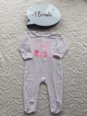 Pyjama grenouillère velours Fille 18 mois J'adore le rose chat léopard Gémo