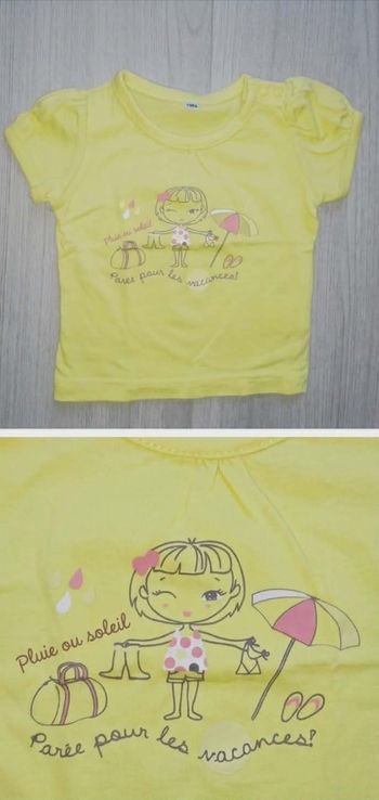 T-shirt Vert Pomme "Parée pour les Vacances" - Manches Ballons - 6 mois