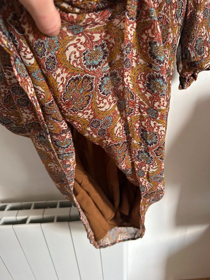 Adorable rose manches 3/4 • motifs • soie / fibres métallisées • Maison 123 • taille 40/L - photo numéro 6