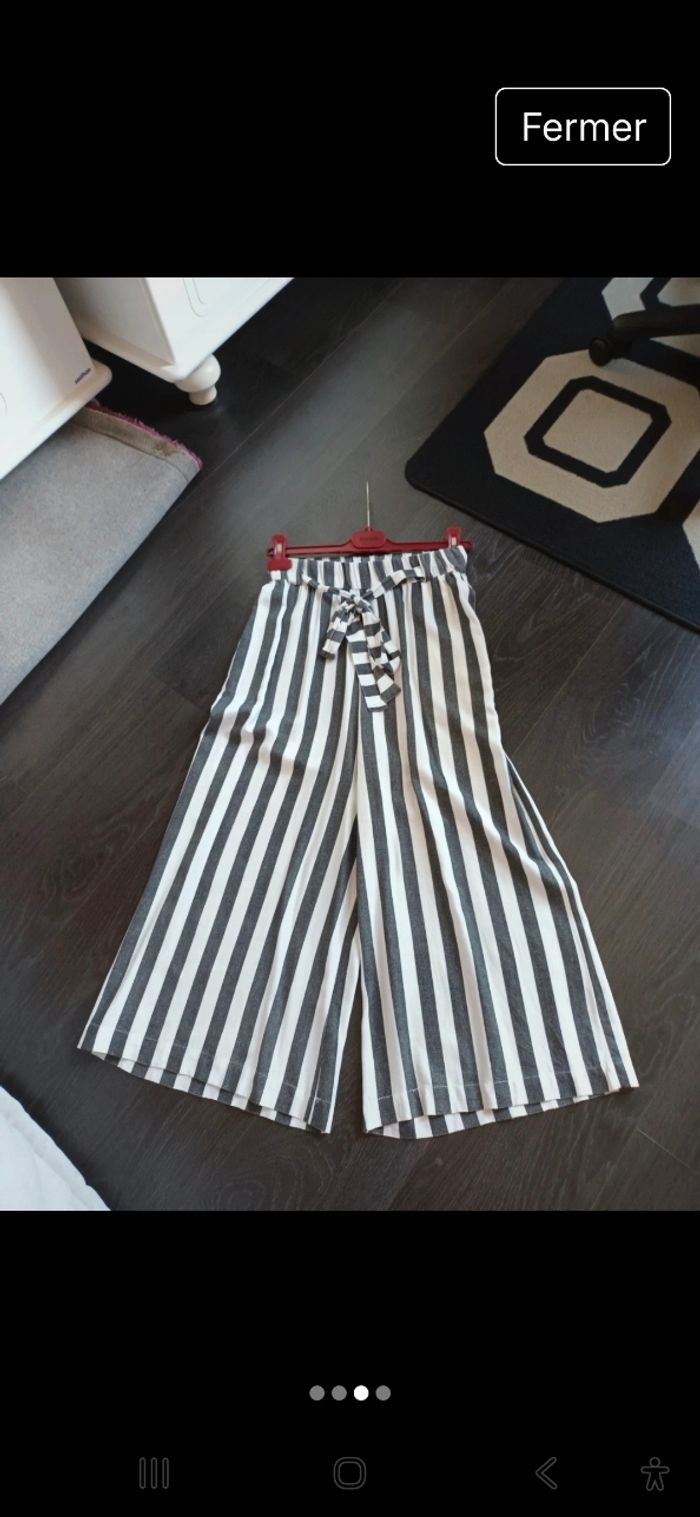 Pantalon large ceinturé rayé - photo numéro 3