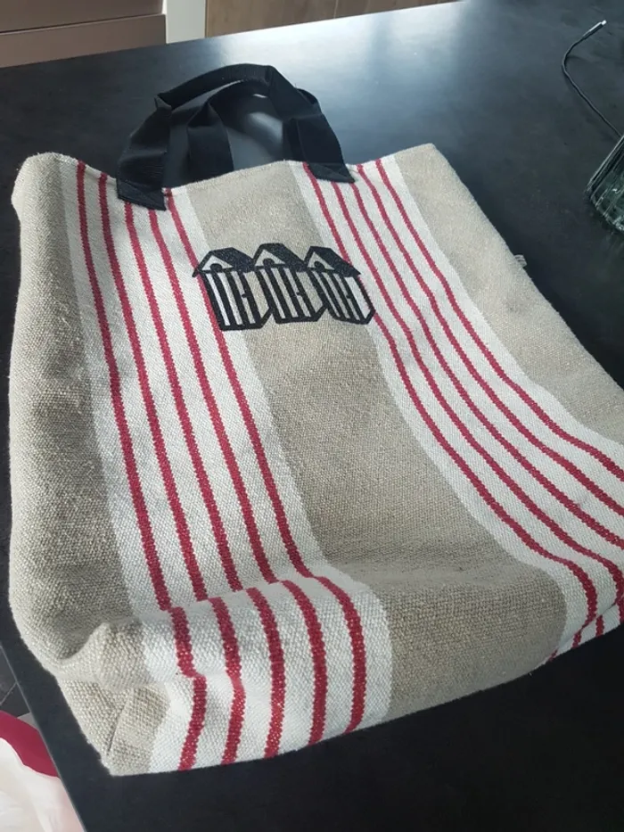 Sac de plage en coton rayé