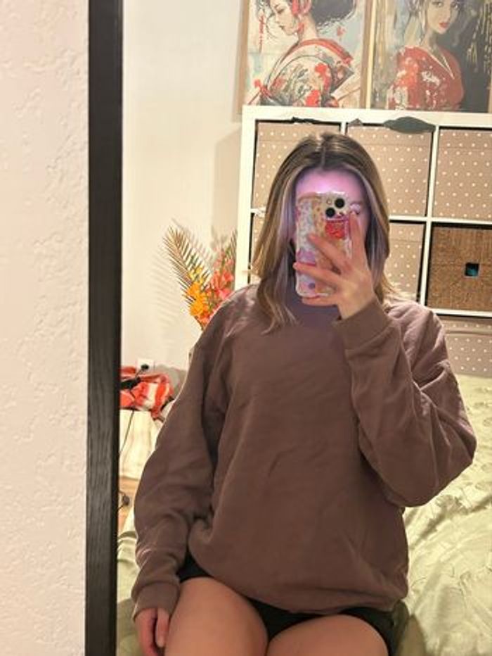 Pull couleur marron /violet ados design taille M