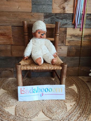 Peluche singe tiemi kiki blanc tbe vintage
