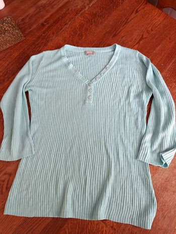 pull bleu manche 3/4