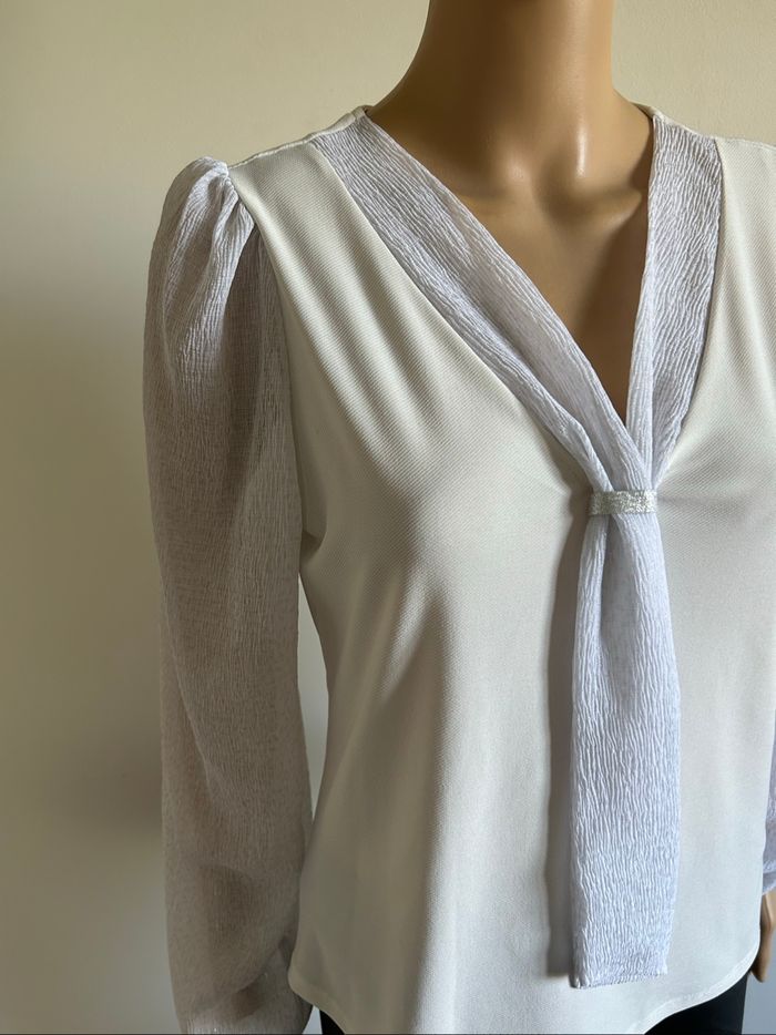 Blouse blanche à manches longues Morgan taille S comme neuve - photo numéro 4