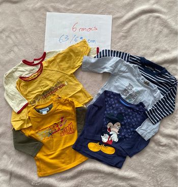 Lot 6 T-shirts manches longues - Disney, Orchestra, Catimini et autres - 6 mois - TBE
