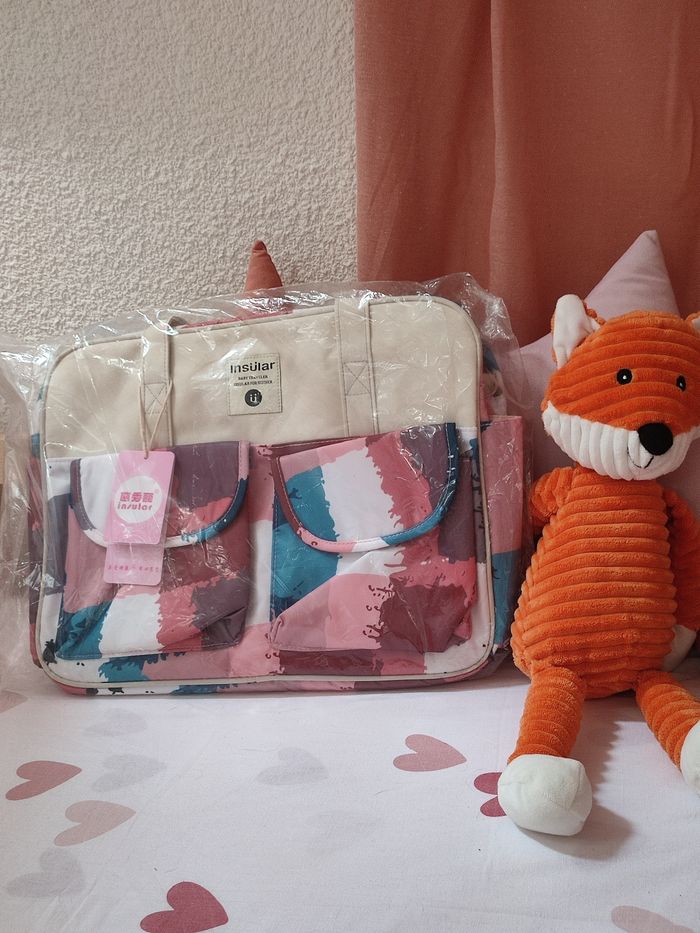 Sac à langer mixte neuf - Rose, bleu et beige - Insular