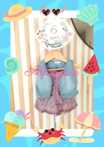 Ensemble blouse et Boléro jean 6mois