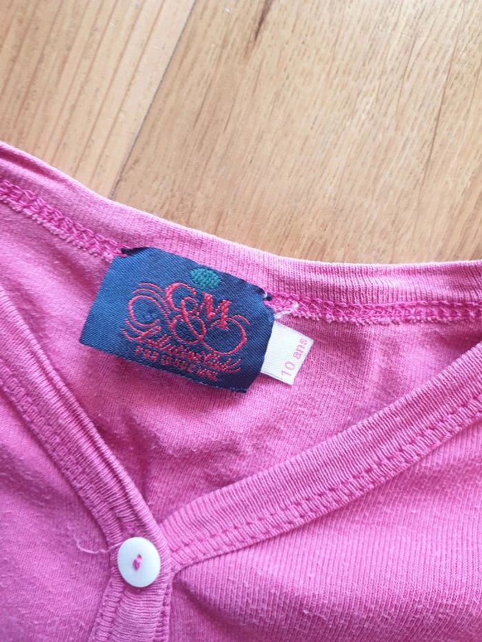 tee shirt manches longues boutonné rose petit 10 ans - photo numéro 2