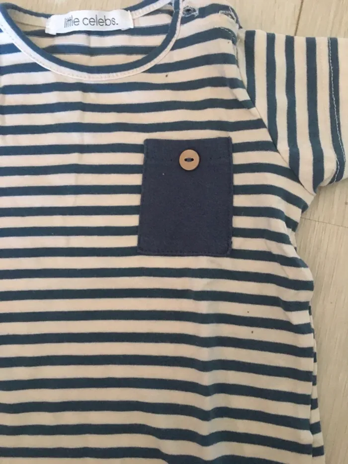 T-shirt rayé 6 mois little celebs - photo numéro 2