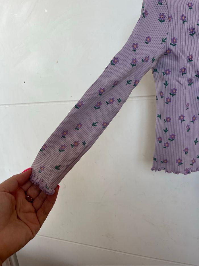 T-shirt Kiabi violet fleurs - photo numéro 3