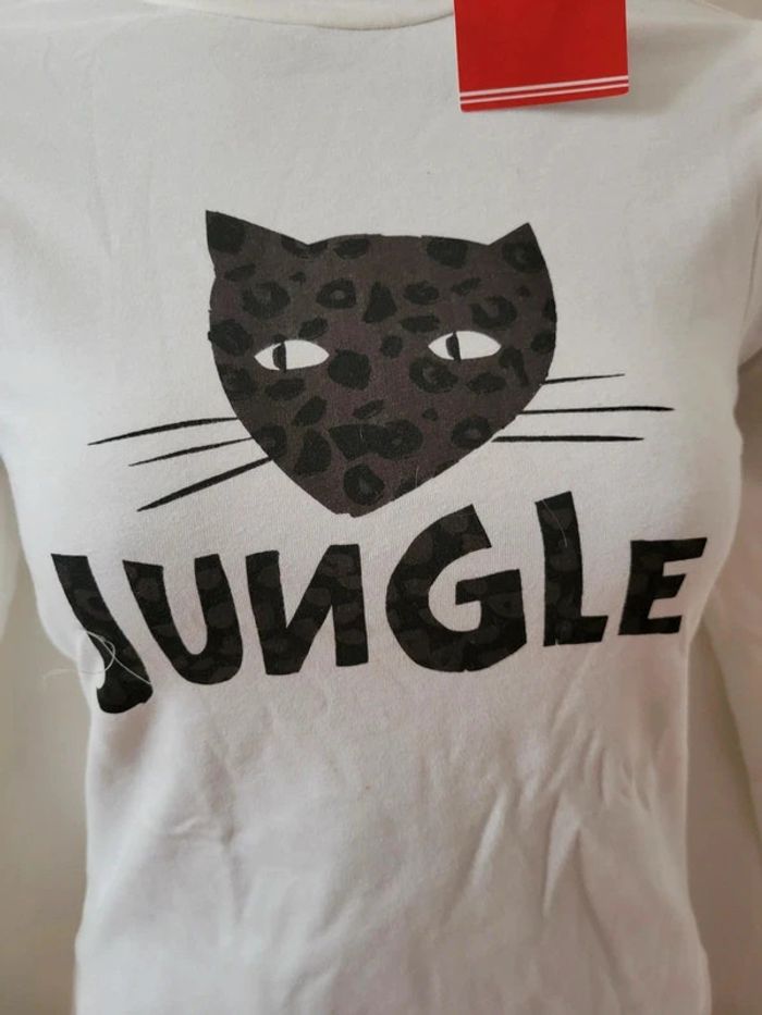 Neuf Tee shirt col roulé 14 ans 34 chat tigre leopard - photo numéro 4