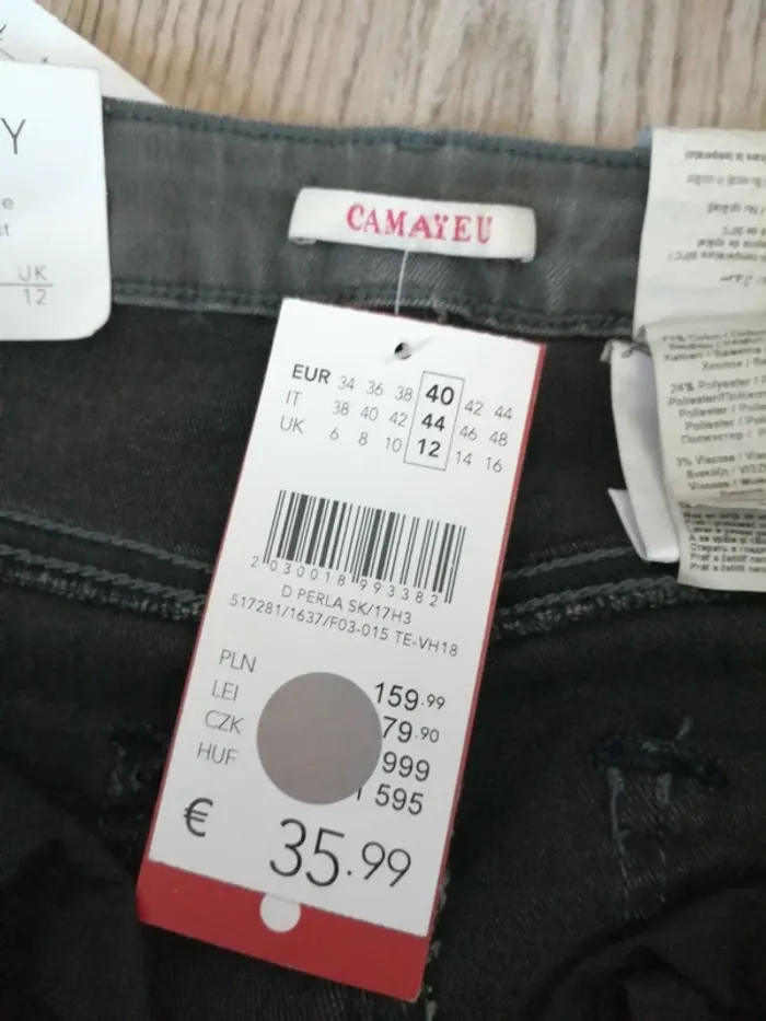 Jeans gris foncé skinny taille haute high waist avec perles / camaïeu / (40) - photo numéro 8