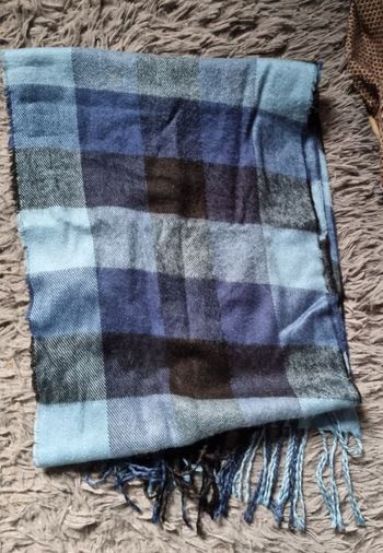 Écharpe à carreaux bleu