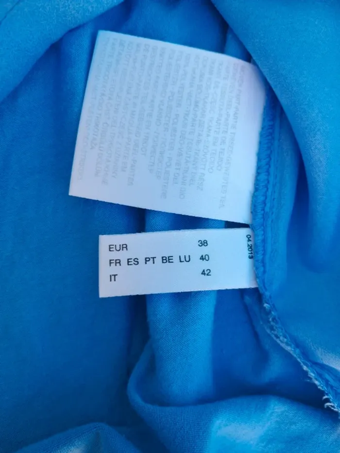 Superbe tee-shirt bi-matière 👕 bleu à motifs - T40/L - Sixth sense - photo numéro 7