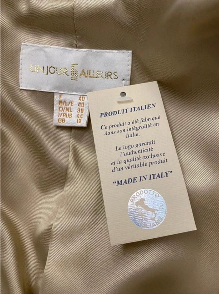 Manteau long droit beige laine vierge Un Jour ailleurs - photo numéro 5