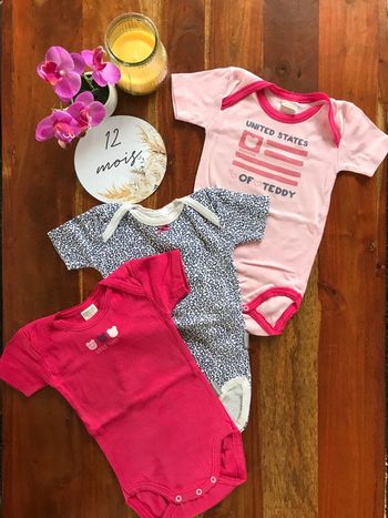 Lot de 3 bodies manches courtes 12 mois