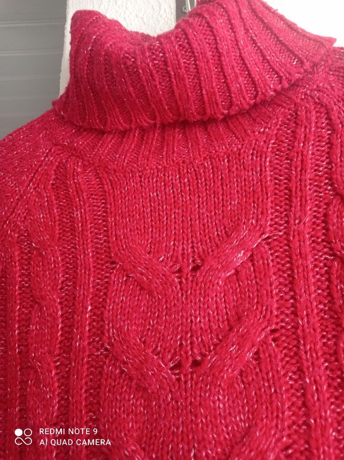 Pull a col roulé In Extenso rouge chiné taille S Tbe - photo numéro 3