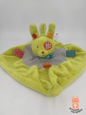 Doudou Plat Lapin Vert Cocard Nicotoy