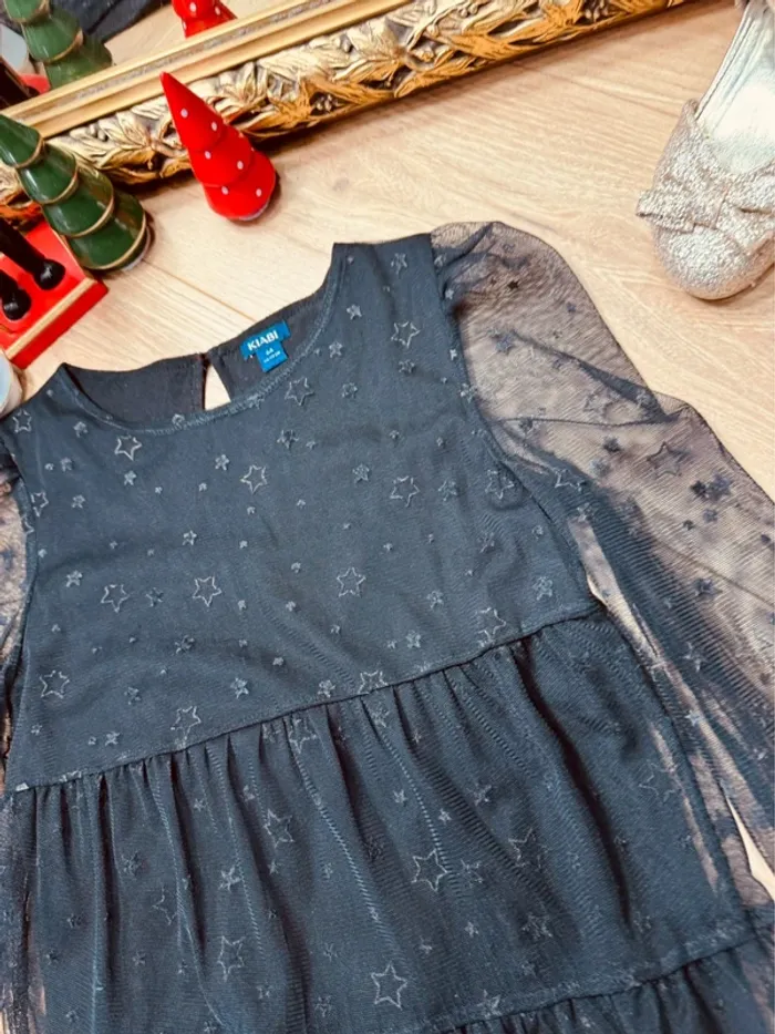 Taille 6 ans robe à manches longues fille Kiabi noir * tulle étoiles * 🎄 - photo numéro 2