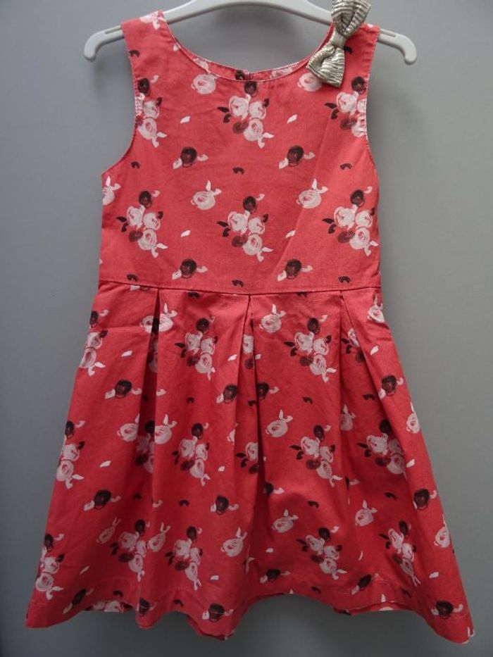 robe chasuble orange à fleurs