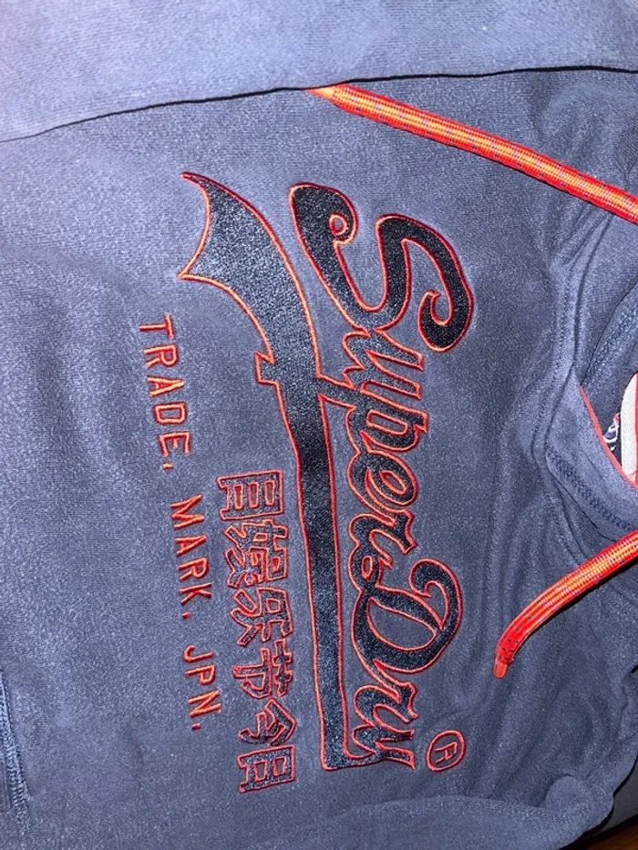Pull à capuche, sweat-shirt superdry bleu foncé taille M - photo numéro 2