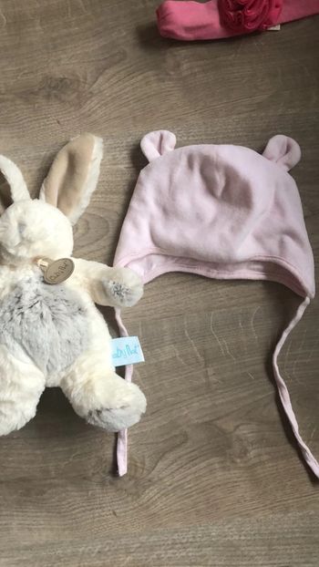 Bonnet ourson rose pâle 2-4 mois