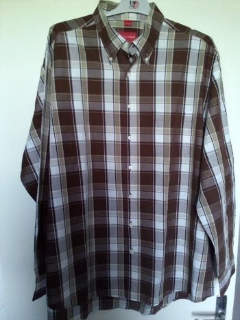 Chemise à carreaux marron / beige homme marron taille 43/44