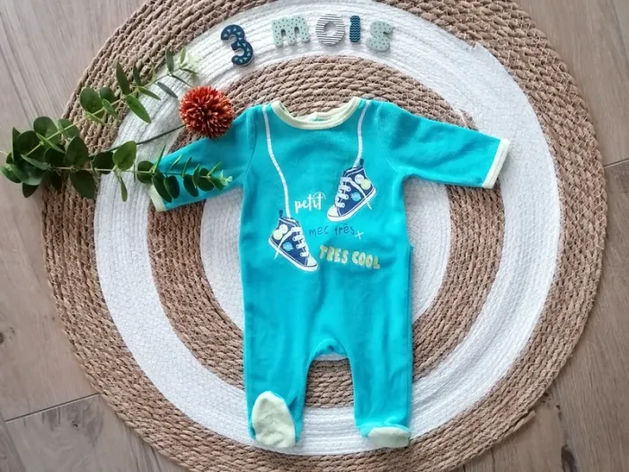 Lot de 5 pyjamas une pièce en velours - 3 mois - photo numéro 6